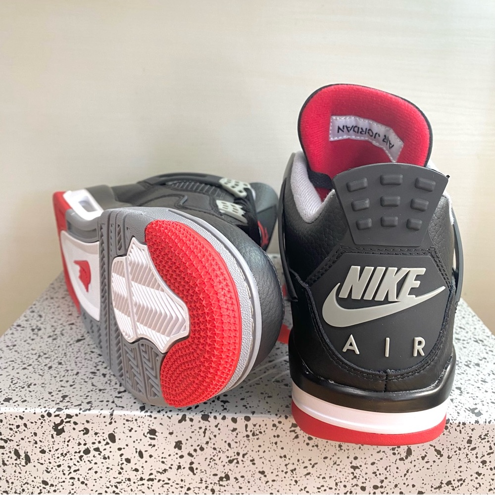 Brand New Retro 4 -Bred Reimagined -Men's Black/ Red Sneakers - Picture 5 of 6